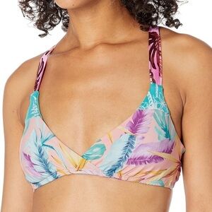 Bar III Swim Top Criss Cross Back Hawaiian Bralette Bikini Top size Medium NEW